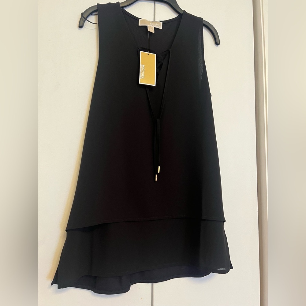 NEW MICHAEL KORS Women's Sleeveless Top Tunic Black Size S
